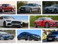 Varios sedanes y berlinas de lujo, como Volvo, BMW, Alfa Romeo, Mercedes-Benz, Audi y Peugeot, ilustran la diferencia entre sedan y berlina.