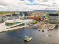 Vista aérea de la Ópera de Oslo y el moderno distrito de Bjørvika. ¡Perfecto para saber qué ver en Oslo en 1 día!