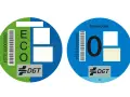 Diferencia entre etiqueta eco y cero emisiones: la ECO es verde/azul, la CERO es azul. Ambas tienen códigos y el logo DGT.
