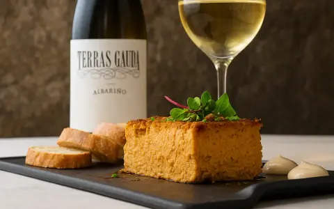 Un delicioso paté de calabaza con pan y Albariño. ¡Una idea perfecta para saber donde comer en Vigo!