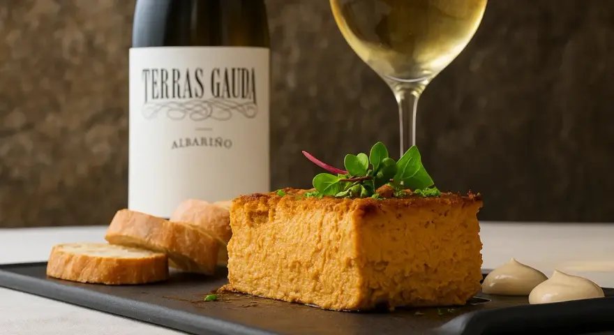 Un delicioso paté de calabaza con pan y Albariño. ¡Una idea perfecta para saber donde comer en Vigo!