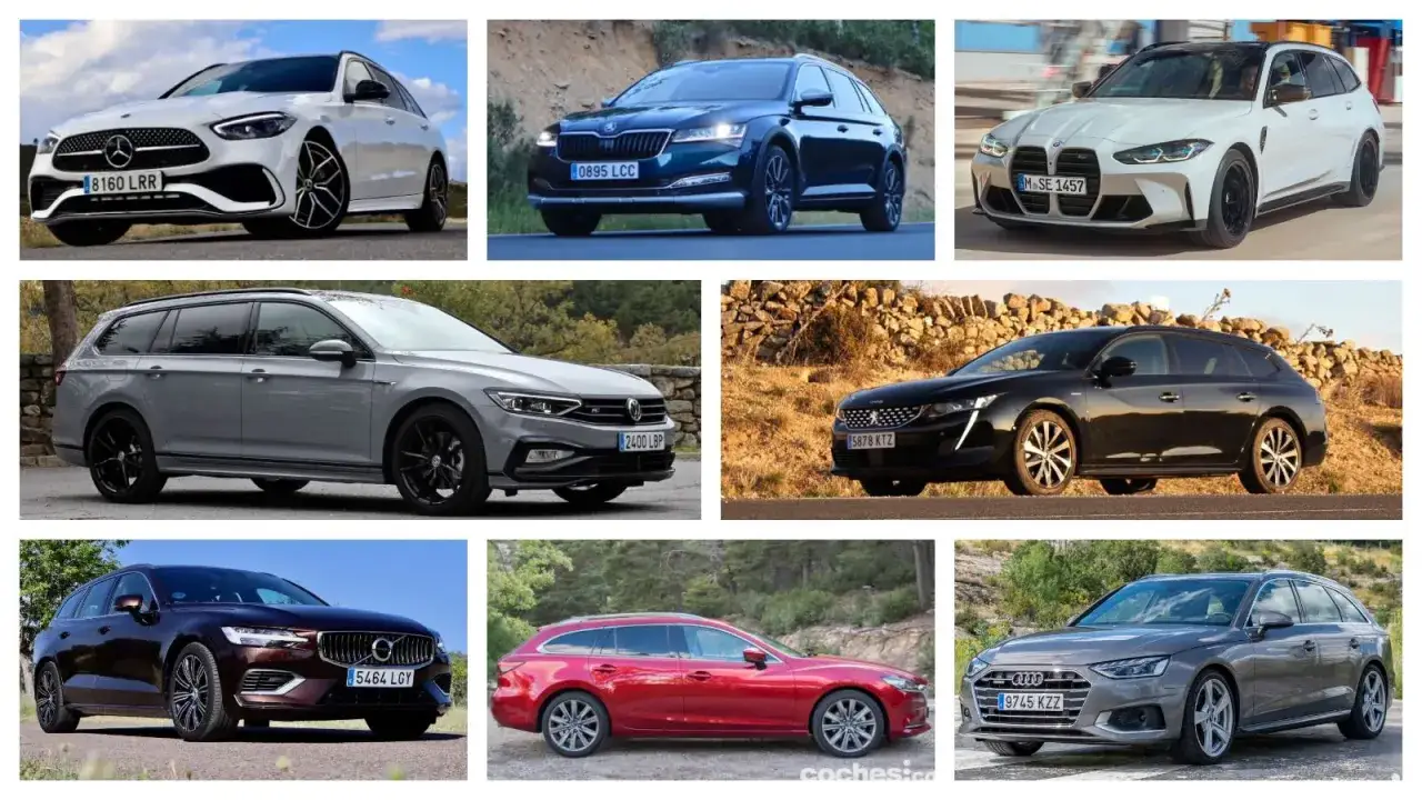 Colecci&oacute;n de varios tipos de coches familiares: Mercedes, Skoda, BMW, Volkswagen, Peugeot, Volvo y Audi.
