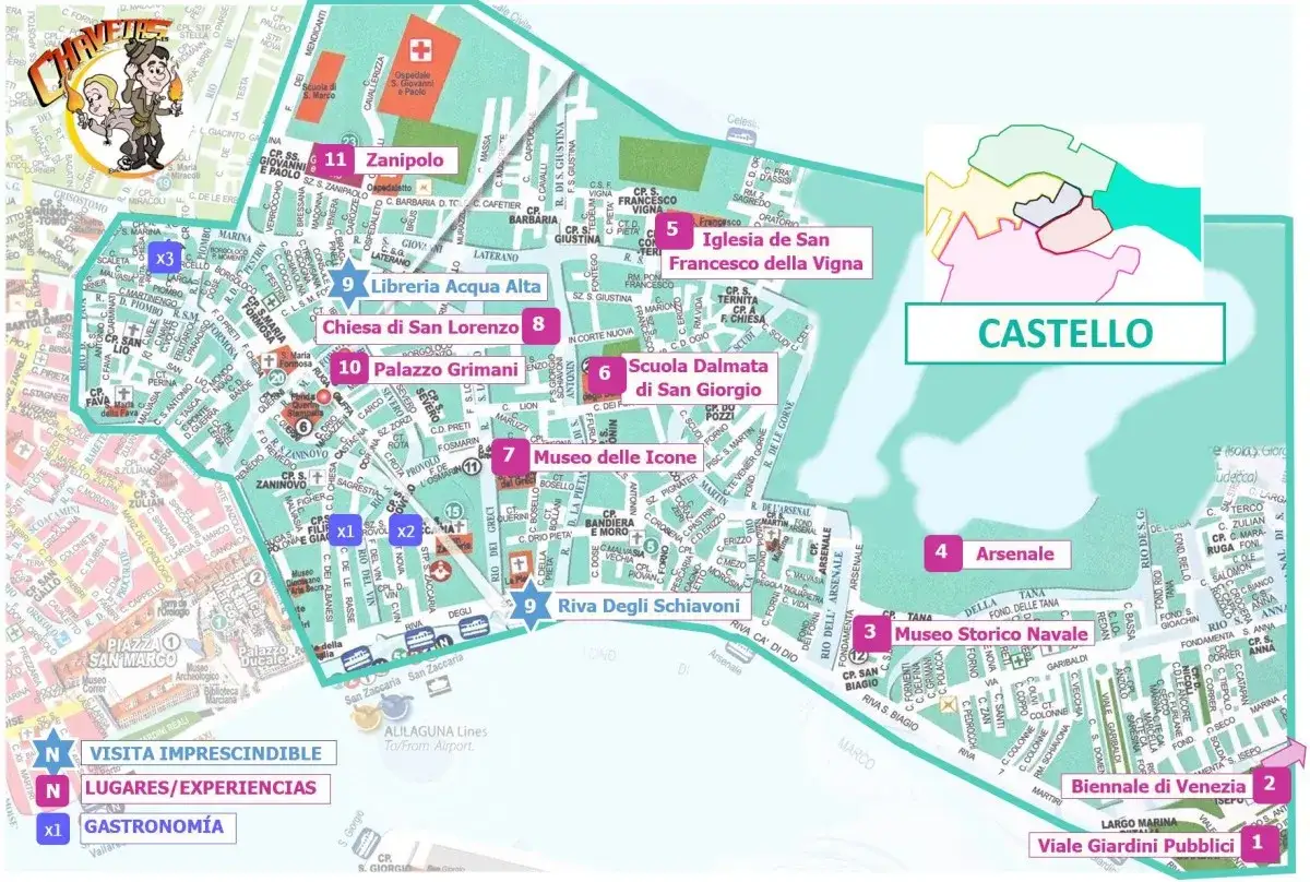 Mapa de Venecia con puntos de inter&eacute;s. &iquest;Cu&aacute;ntos d&iacute;as para ver Venecia? Aqu&iacute; tienes una gu&iacute;a para planificar tu visita.